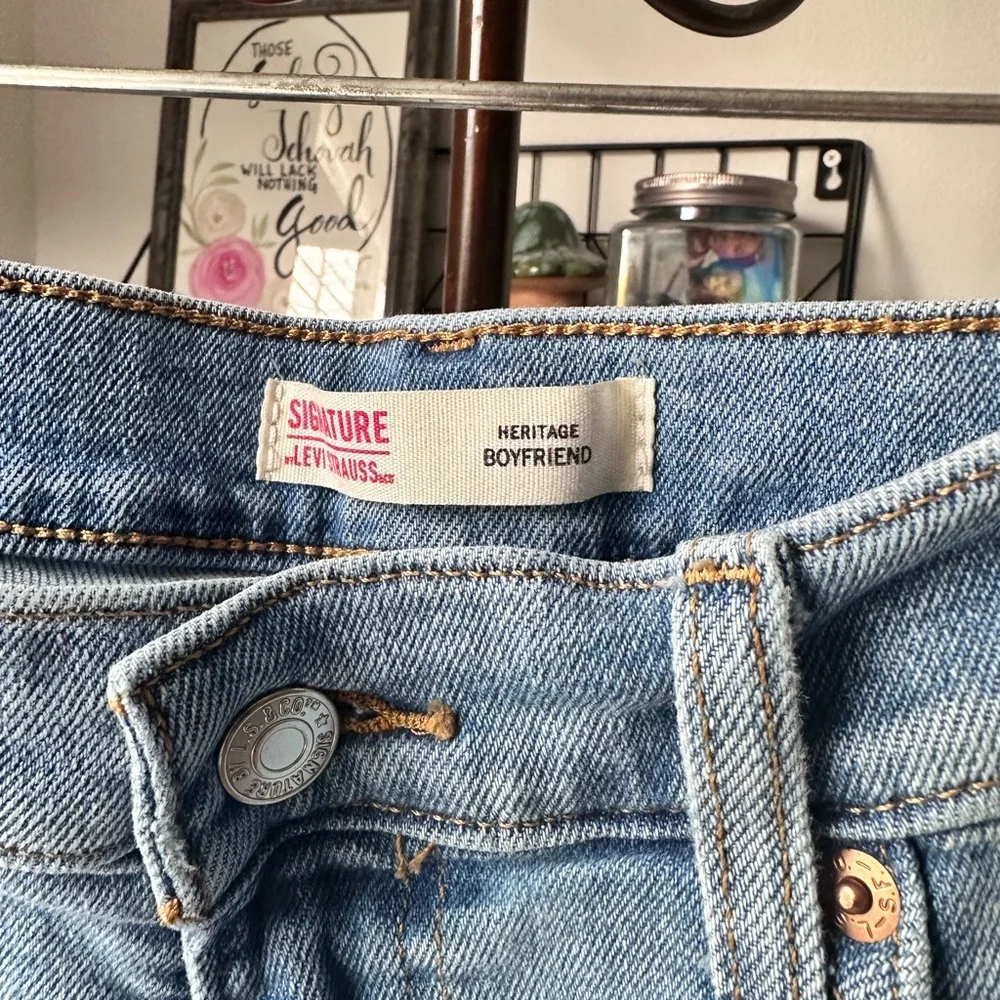 SIGNATURE LEVI HERITAGE BOYFRIEND DISTRESS KNEES WAIST 30 blue - Picture 5 of 8